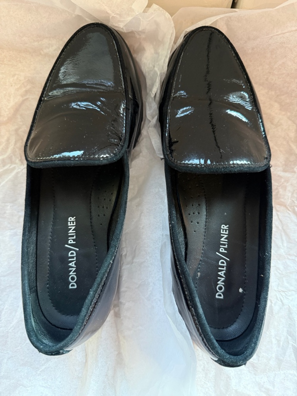 Donald J. Pliner Black Patent Leather Slip-On Loafers